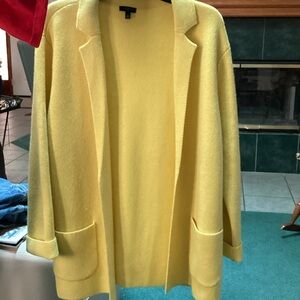 Yellow Knit Open Front Blazer